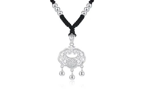 KING TAI SANG Agate Strawberry Quartz 999 Fine Silver Necklaces Women's