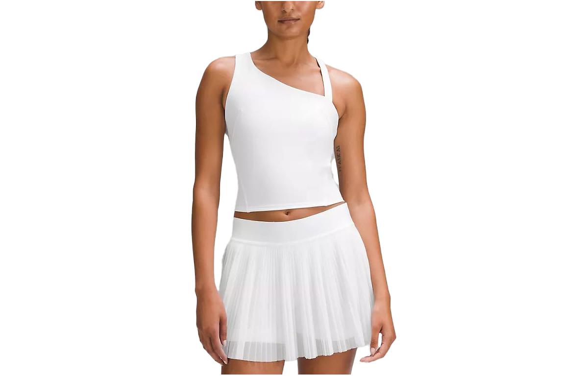 Lululemon solid color asymmetrical sloped collar sleeveless crop top for women
