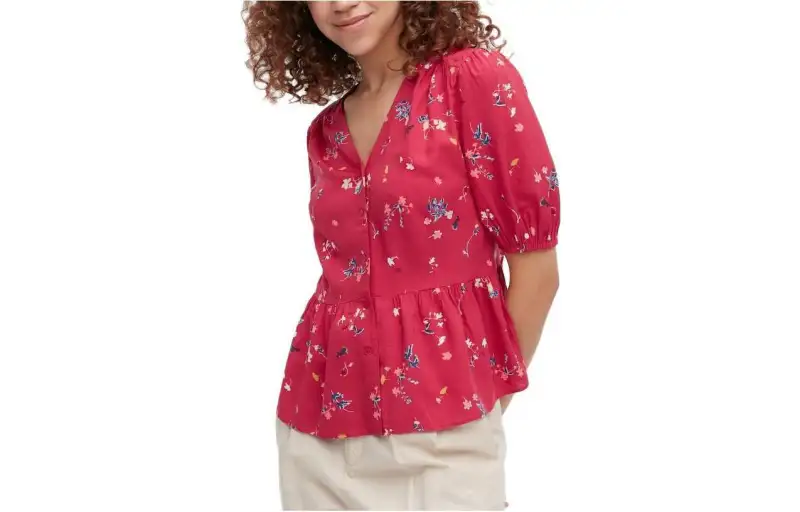 UNIQLO Shirts Women's Rose Red V Neck Moderate Other