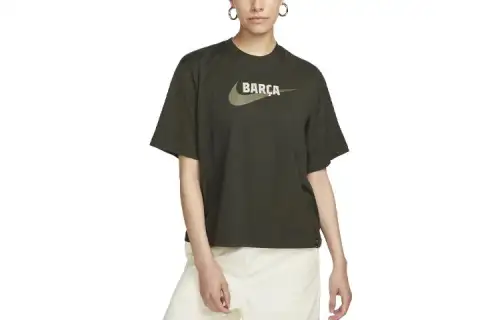 Nike Drop Shoulder Sleeve T Shirt Women's Olive Green