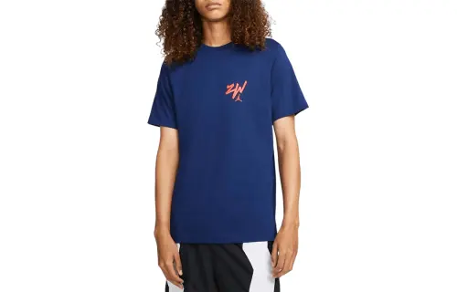 Jordan T Shirts Men's Blue Crew Neck Moderate Straight Fit