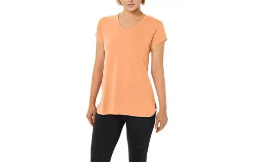 ASICS T Shirts Women's Sand Dune V Neck Moderate Straight Fit
