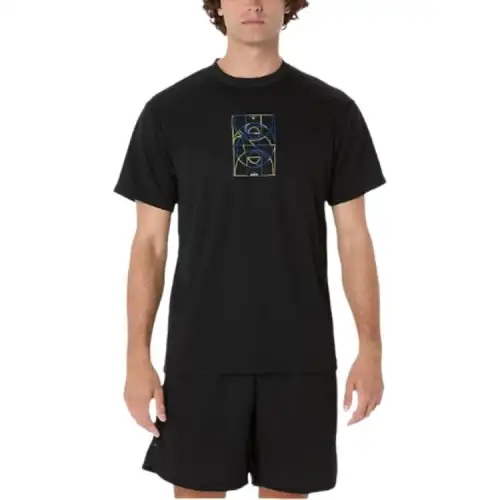ASICS T Shirts Men's Black Crew Neck Moderate