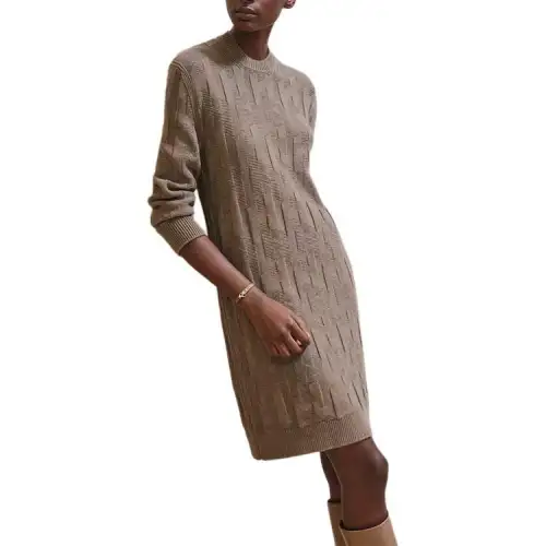 HERMES FW24 Long Sleeved Dress Women's Gray