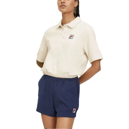 FILA Polo Shirts Women's Beige Polo Collar Moderate