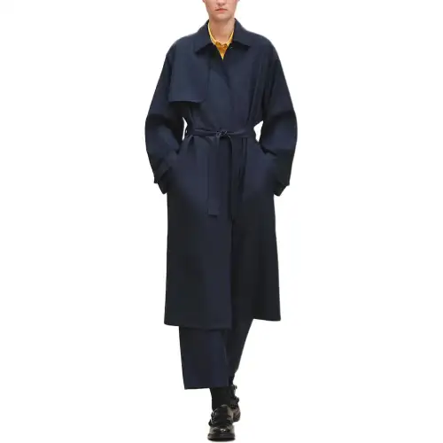 HERMES FW25 Trench Coat Women's Ink Blue