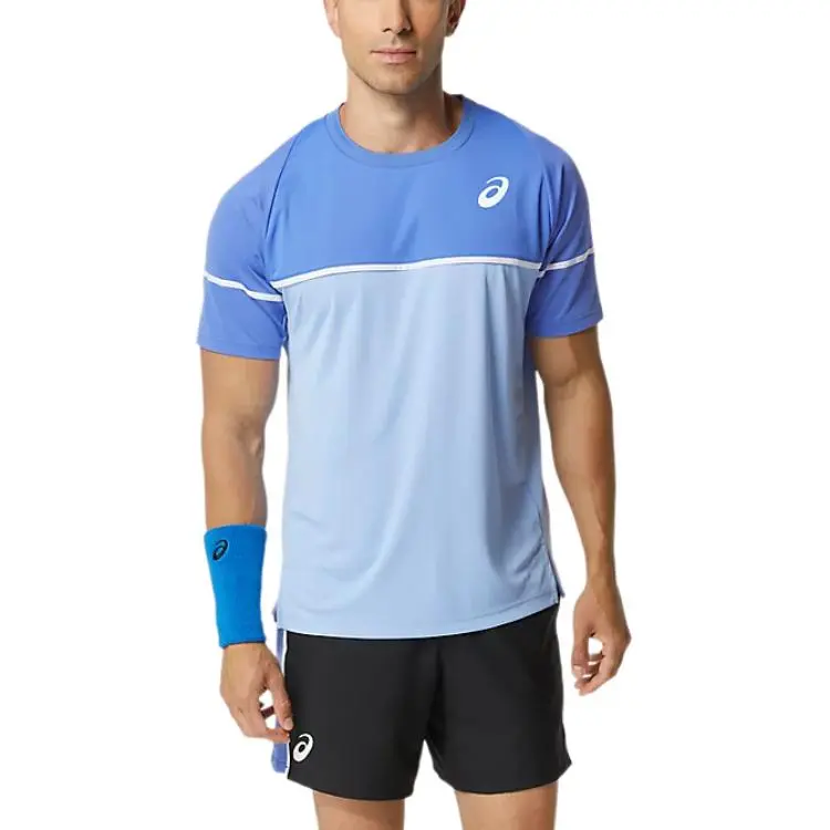 ASICS T-Shirts Men's Blue Crew Neck Moderate Straight Fit