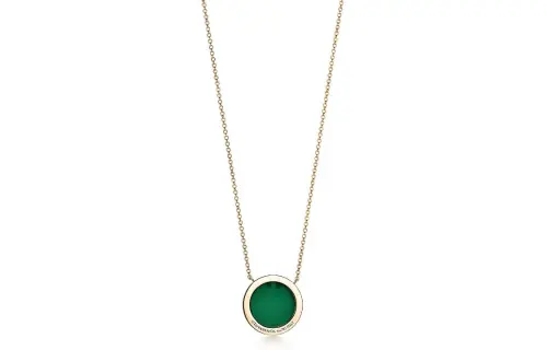 TIFFANY & CO. T 18K Gold, Agate, Diamond Necklaces Women's Green