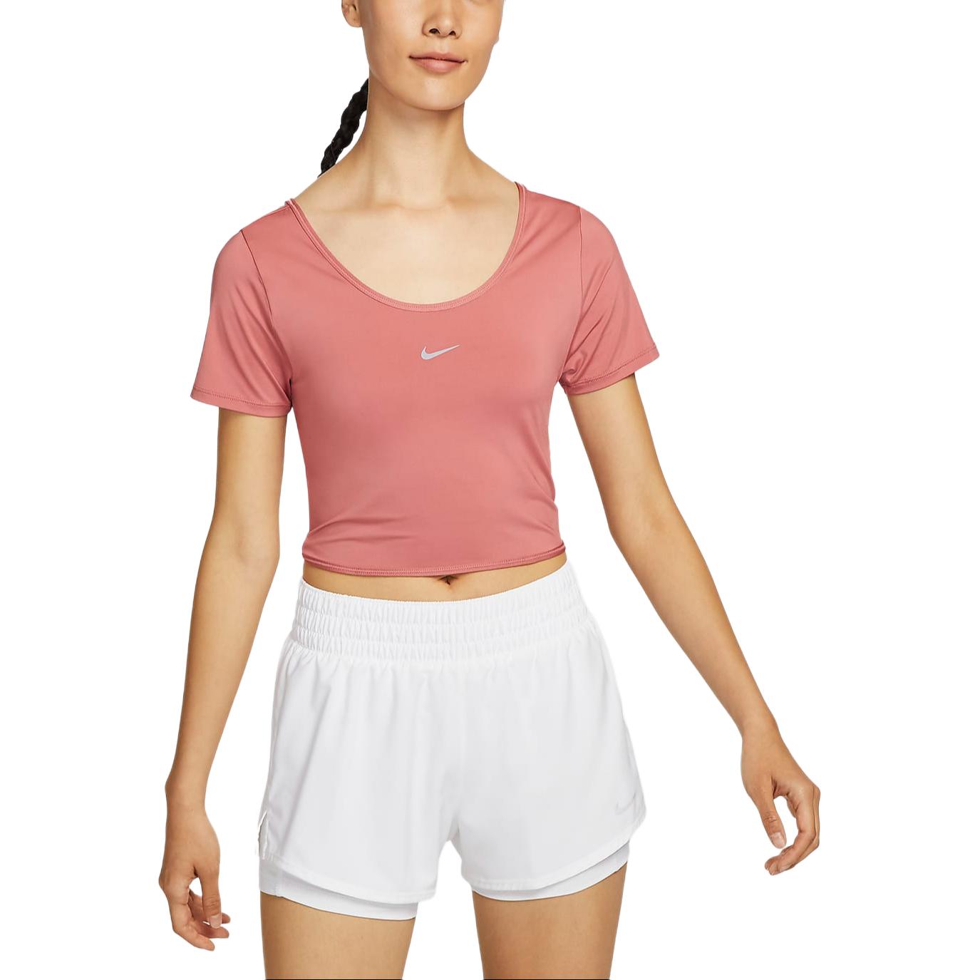 Женская футболка Nike One Classic Dri-FIT (розово-черная)