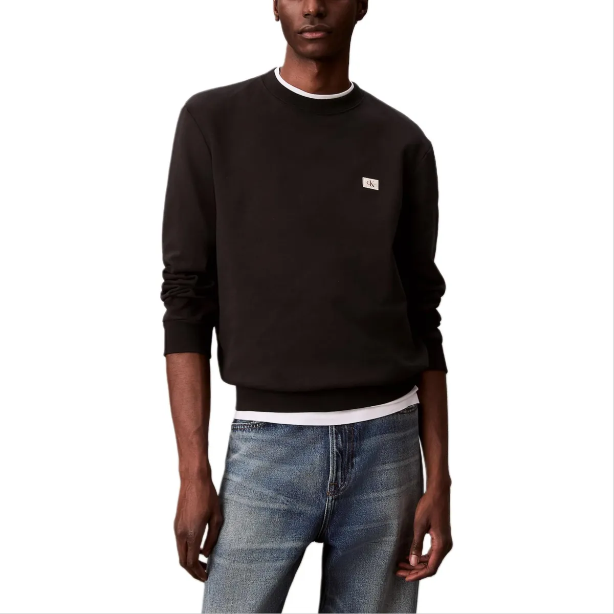 Calvin Klein logo-patch crew-neck sweatshirt