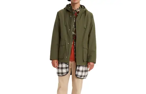 Levis Jackets Men's Forest Night Green Hooded Moderate Other