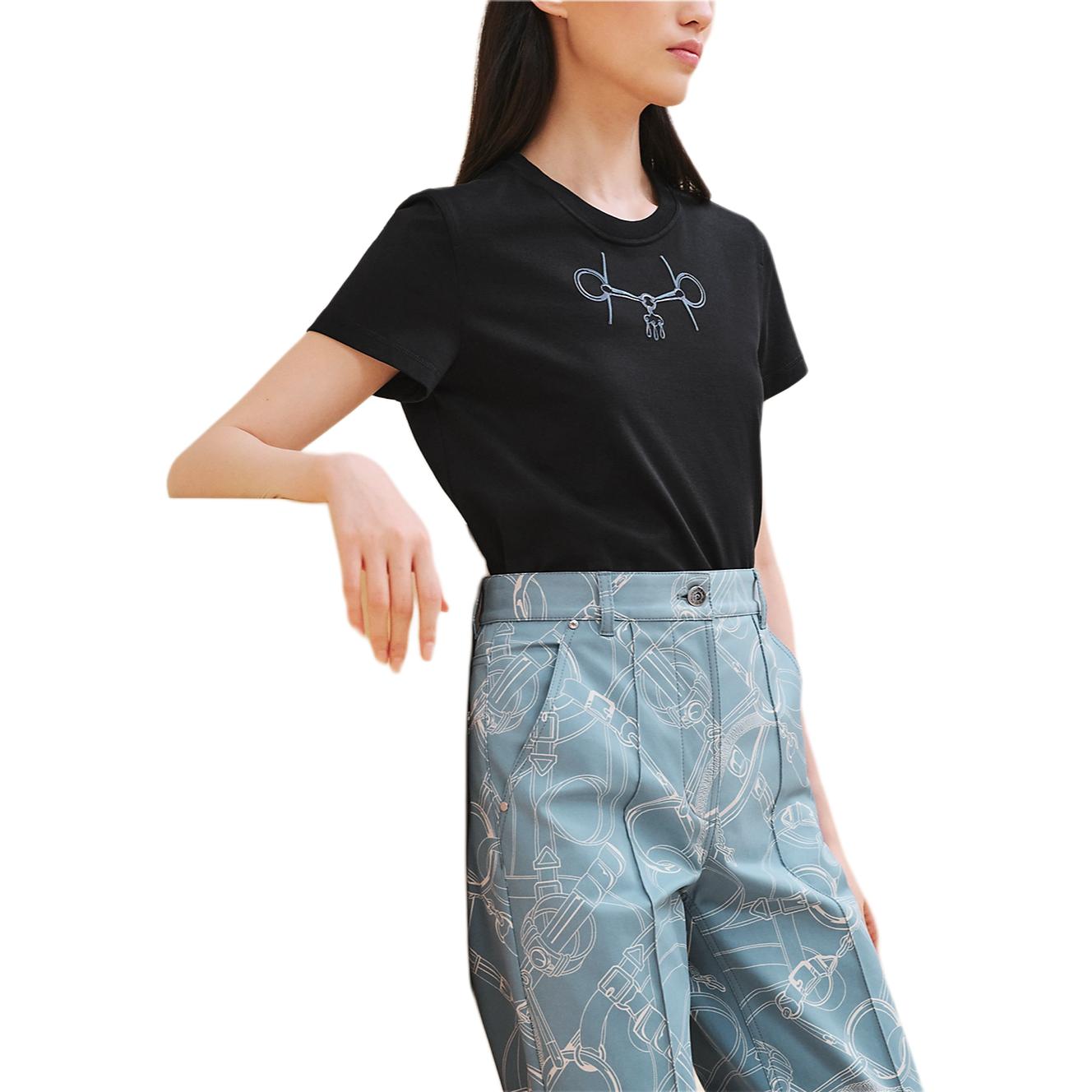 Женская футболка Hermes T-shirt (черная)