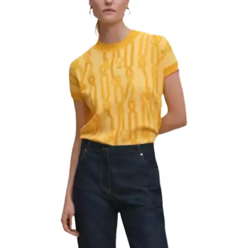 HERMES T Shirt Women's Peach Blossom Yellow