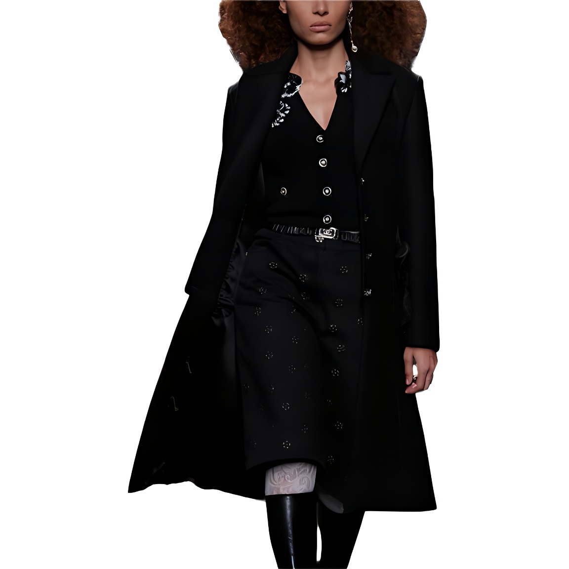 CHANEL Chanel, demi-season long black long-sleeve, mid-length