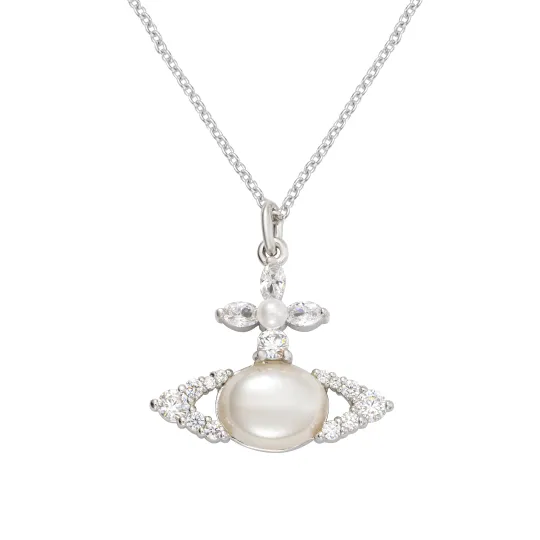 Vivienne Westwood Cubic Zirconia Silver Plated, Pearl Necklaces Women's Silver