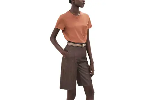 HERMES T Shirts Women's Brown Crew Neck Moderate