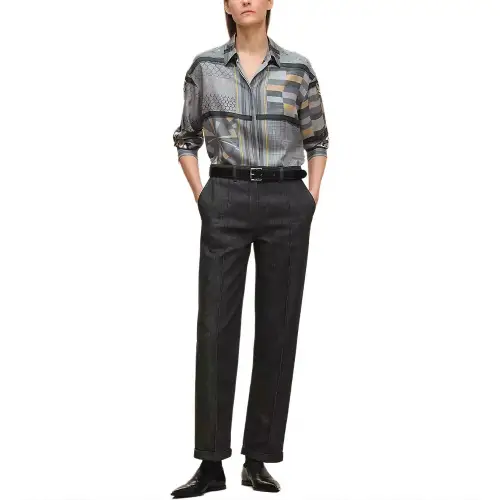 HERMES Shirts Women's Lapis Lazuli Gray Moderate