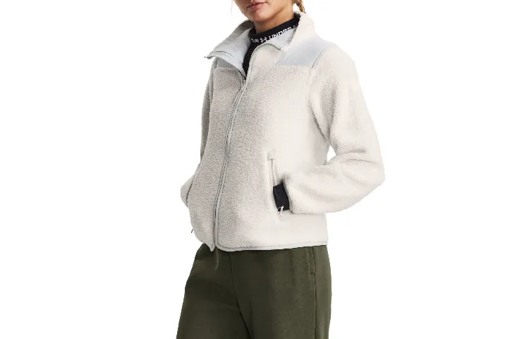 Under Armour Velvet Jackets Women's White Stand Collar Moderate
