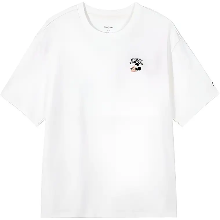 Li Ning T Shirts Women's White Crew Neck Moderate Straight Fit