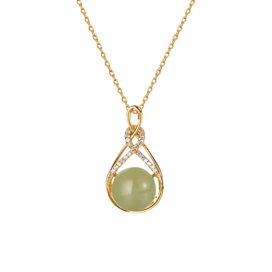 Gramda Hetian Jade Necklaces Green Jade Women's