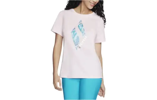 Skechers T Shirts Women's Pink Crew Neck Moderate Straight Fit