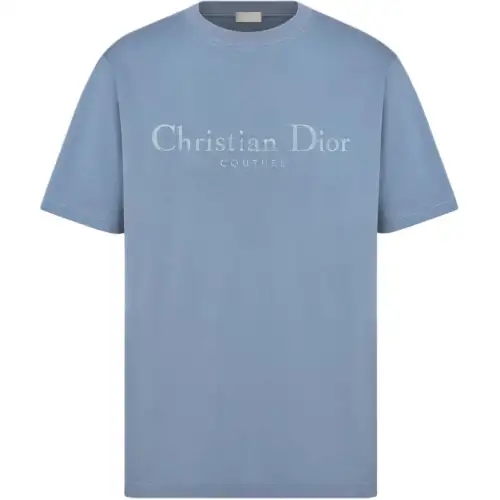 DIOR T Shirts Men's Blue Crew Neck Moderate