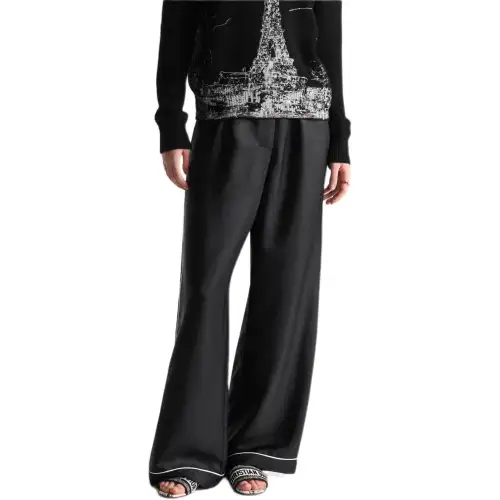 DIOR Pants Black Silk Twill Casual Pants Women's Black