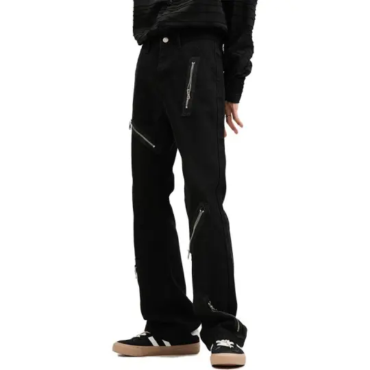 Voguo Relay Jeans Unisex Black Moderate Flared Pants