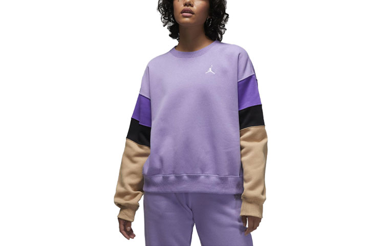 Jordan Brooklyn Sweatshirts Women's Purple Crew Neck Moderate Regular