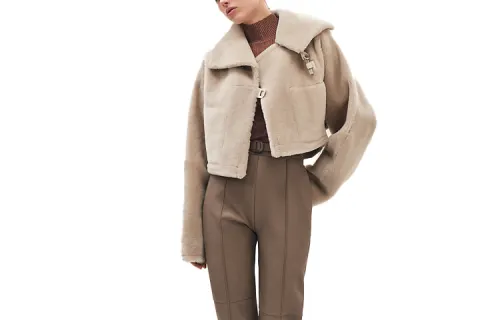 HERMES SS23 Leather Jacket Women's Khaki