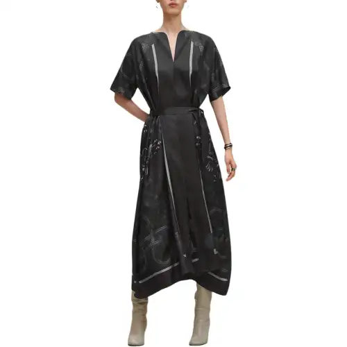 HERMES Short Sleeved Dress Women's Charcoal Gray