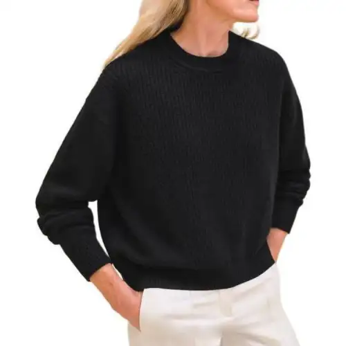 HERMES Cashmere Long Sleeve Sweater Women's Black