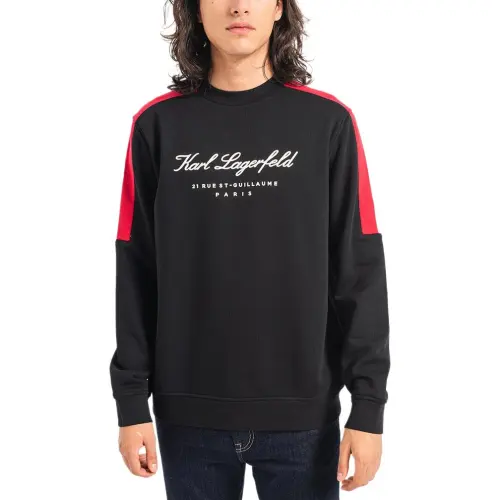 KARL LAGERFELD / Karl Lagerfeld Jeans Sweatshirts Men's Black Crew Neck Moderate Regular
