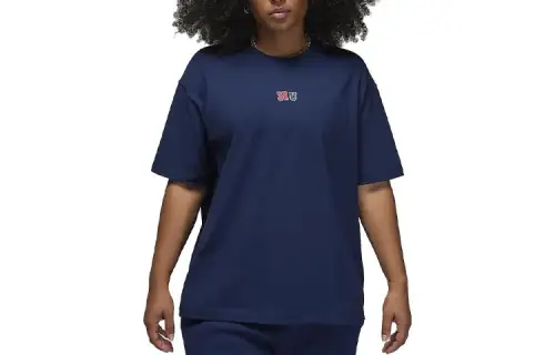 Jordan T Shirts Women's Blue Crew Neck Moderate Straight Fit