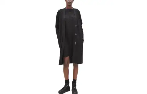 HERMES Knitwear Women's Black V Neck Moderate Cardigan