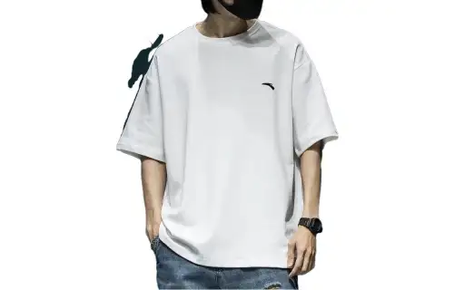 ANTA T Shirts Men's 1 Pure White Crew Neck Moderate Straight Fit