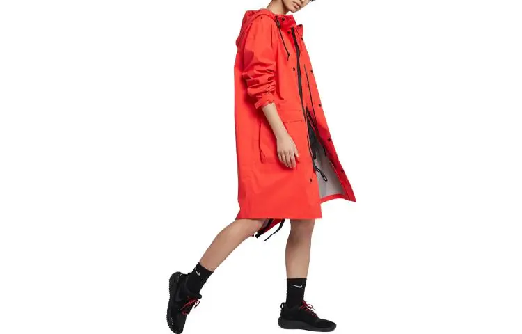 Nike Coats Women's Light Red/Black Hooded Moderate Straight Fit