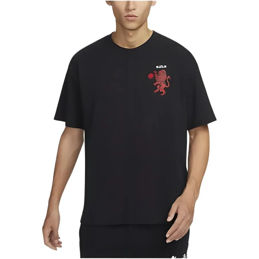 Nike T-Shirts Men's Black Crew Neck Moderate Straight Fit
