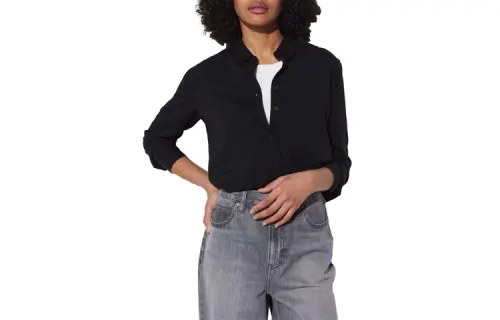 UNIQLO Shirts Women's Black Pointed Collar Moderate Other