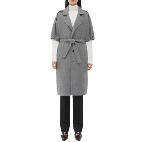Bottega Veneta Coats Women's Gray Lapel Moderate Straight Fit