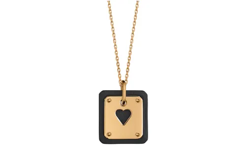 HERMES As De Coeur Gold Plated Metal, Calfskin Necklaces Women's