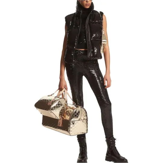 MICHAEL KORS Sequined Ciré Quilted Puffer Vest