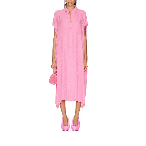 Balenciaga Logo print Silk Shirt Dress