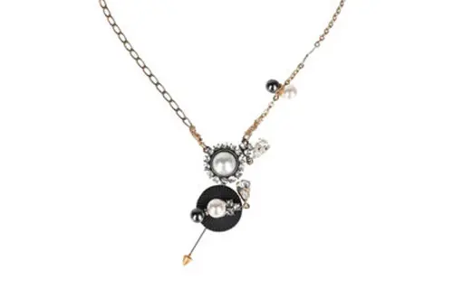 Maison Margiela Silver, Plastic, Glass Necklaces Unisex Black