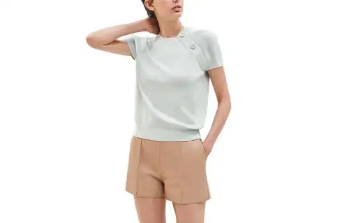 HERMES Knitwear Women's Mineral Blue Crew Neck Moderate Other