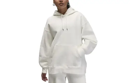 Jordan Flight Fleece Sweatshirts Women's White Hooded Moderate Regular