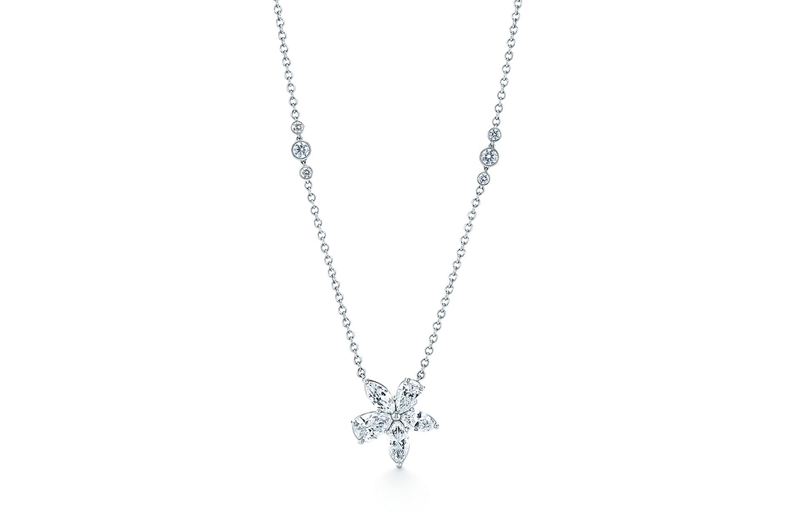 TIFFANY & CO. Tiffany Victoria™ Series Victoria™ Series Flower Cluster Platinum Diamond Necklace Women’s Silver