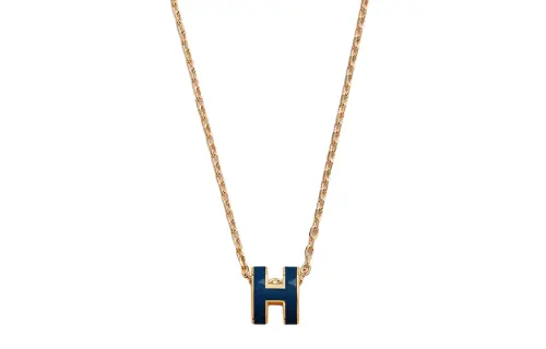 HERMES POP H Gold Plated Metal Necklaces Unisex Gold