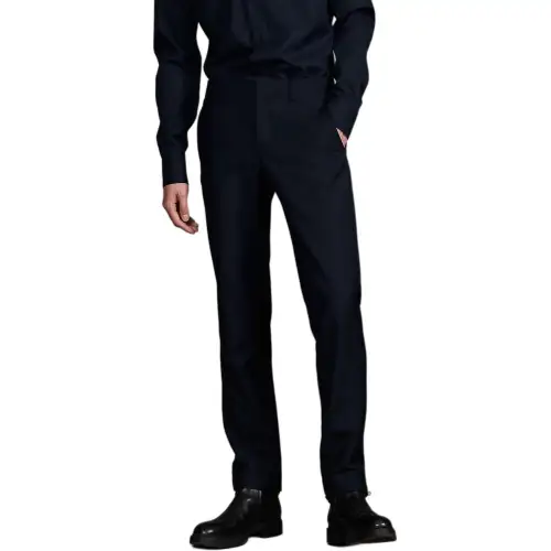 HERMES Casual Pants Men's Marine Blue Moderate Slim Fit Pants