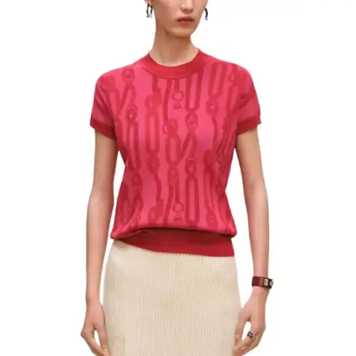 HERMES T Shirt Women's Rose Raspberry